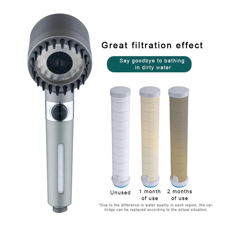 High Pressure Boost Pressure Massage Filter Shower Head with 3 Modes